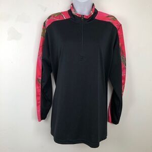 Mountainaire Realtree Size XL 1/4 Zip Pullover With Pink Camouflage Sleeves!